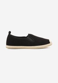Born2be - Czarne Espadryle z Elastycznymi Wstawkami Zdobione Plecionką Nitelisa. Okazja: na co dzień, na spacer. Kolor: czarny. Materiał: jeans. Wzór: aplikacja. Sezon: lato. Styl: klasyczny, elegancki, casual