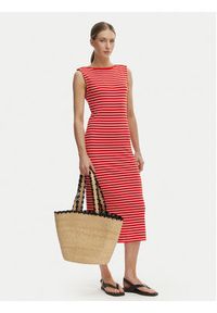 TOMMY HILFIGER - Tommy Hilfiger Sukienka codzienna WW0WW49311 Czerwony Slim Fit. Okazja: na co dzień. Kolor: czerwony. Materiał: wiskoza. Typ sukienki: proste. Styl: casual #3