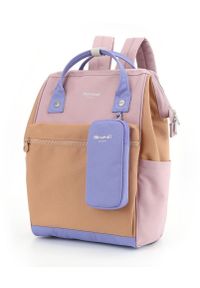 Plecak na laptopa Himawari BAG 1027 do 15.6", pastelowo-różowy, kolorowy. Kolor: różowy. Wzór: kolorowy