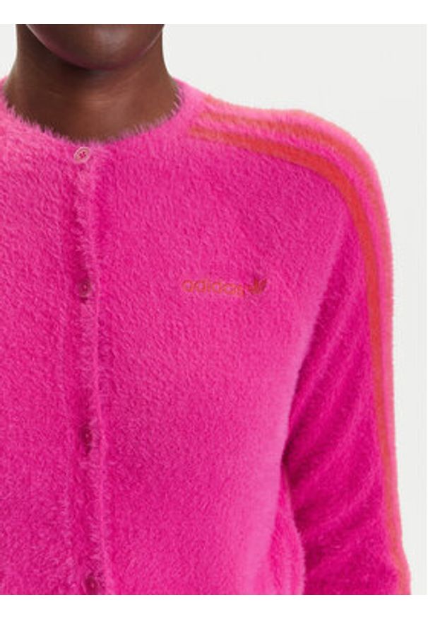 Adidas - adidas Kardigan Fluffy JW3645 Różowy Regular Fit. Kolor: różowy. Materiał: syntetyk