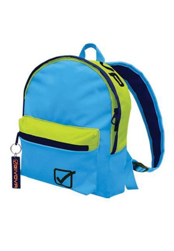 Stylowy Givova plecak uniwersytecki w kolorze turkusowym i fluo. Kolor: żółty, niebieski, wielokolorowy. Styl: elegancki