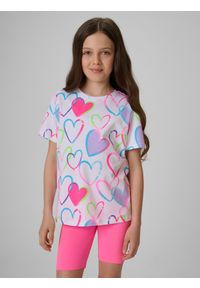 4f - 4F T-shirt regular z nadrukiem dziewczęcy - multikolor 164 (13-14 lat). Okazja: na co dzień. Kolor: wielokolorowy. Materiał: materiał, bawełna, dzianina. Wzór: nadruk. Sezon: lato. Styl: klasyczny, casual #1