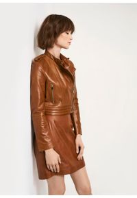 Ochnik - Spódnica damska. Kolor: brązowy. Materiał: skóra. Styl: klasyczny #3