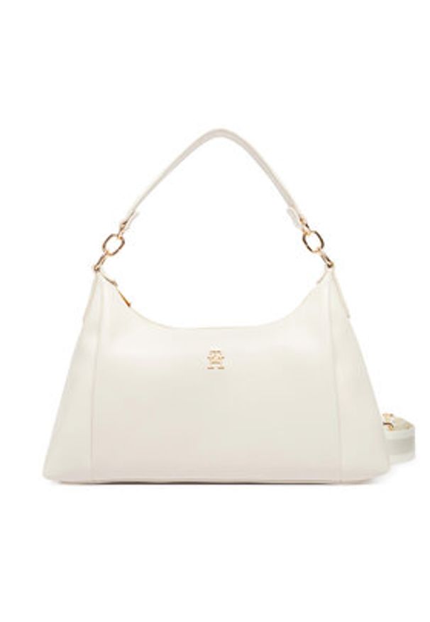 TOMMY HILFIGER - Tommy Hilfiger Torebka Th Essential Shoulder Bag AW0AW18373 Beżowy. Kolor: beżowy. Materiał: skórzane