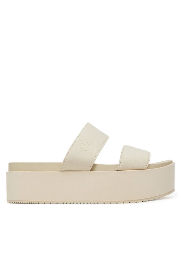 Calvin Klein Jeans Klapki Flatform Sandal Webbing In YW0YW01789 Écru. Materiał: materiał