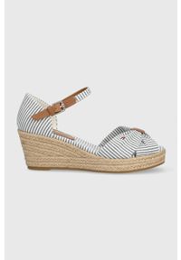 TOMMY HILFIGER - Tommy Hilfiger sandały HIGH WEDGE SEERSUCKER damskie kolor niebieski na koturnie FW0FW07158. Zapięcie: klamry. Kolor: niebieski. Materiał: guma. Obcas: na koturnie #1