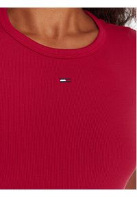 Tommy Jeans T-Shirt Essential DW0DW17383 Różowy Slim Fit. Kolor: różowy. Materiał: bawełna #4