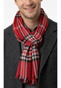 Lekki Przejściowy Szalik - V. Fraas - Czerwień w Kratkę. Kolor: czerwony. Materiał: poliester. Wzór: kratka. Sezon: wiosna, lato, jesień #2