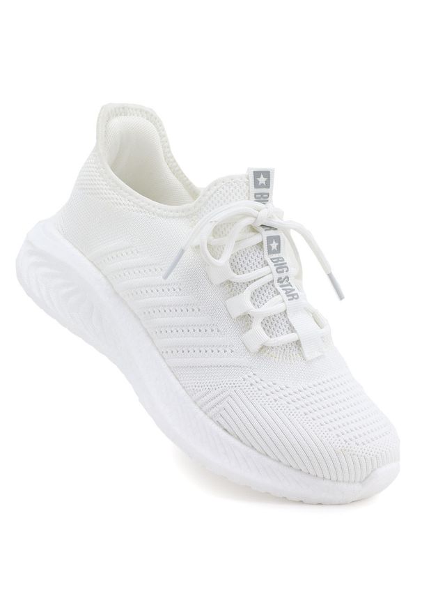 Big-Star - Buty sportowe damskie tekstylne białe Big Star UU274056. Okazja: na co dzień. Kolor: biały. Materiał: tkanina. Obcas: na platformie. Sport: turystyka piesza