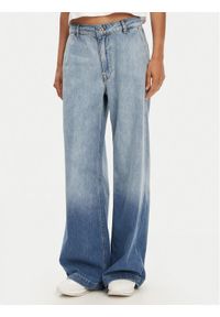 Please Jeansy P869200002 Niebieski Wide Leg. Kolor: niebieski