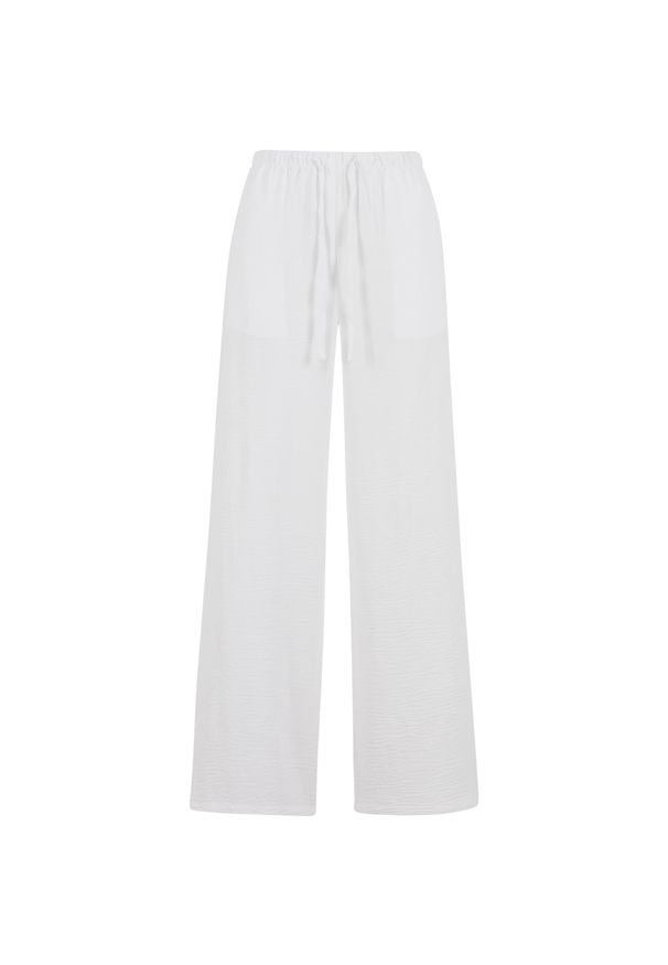 Damskie spodnie z szerokimi nogawkami Urban Classics Structured. Kolor: biały. Długość: długie