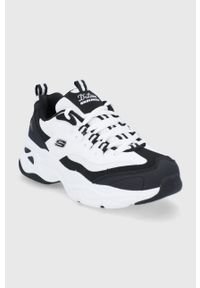 skechers - Skechers Buty kolor biały na platformie. Nosek buta: okrągły. Zapięcie: sznurówki. Kolor: biały. Materiał: guma. Obcas: na platformie #4