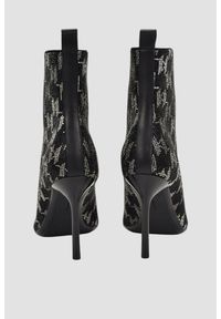 Karl Lagerfeld - KARL LAGERFELD Czarne skórzane botki na szpilce Ankle Boot Monogram, Rozmiar 37. Kolor: czarny. Materiał: skóra. Obcas: na szpilce #6