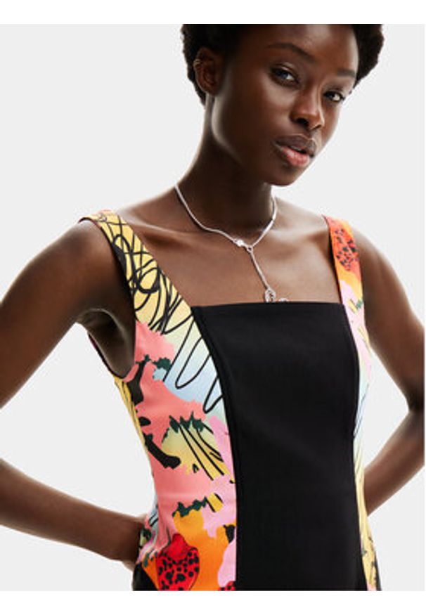 Desigual Sukienka letnia MONSIEUR CHRISTIAN LACROIX Marbella 24SWVW75 Czarny Slim Fit. Kolor: czarny. Materiał: wiskoza. Sezon: lato