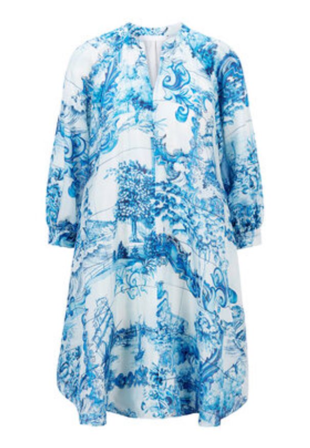 BOSS - Boss Sukienka letnia Difloru 50454550 Niebieski Oversize. Kolor: niebieski. Materiał: jedwab. Sezon: lato. Typ sukienki: oversize