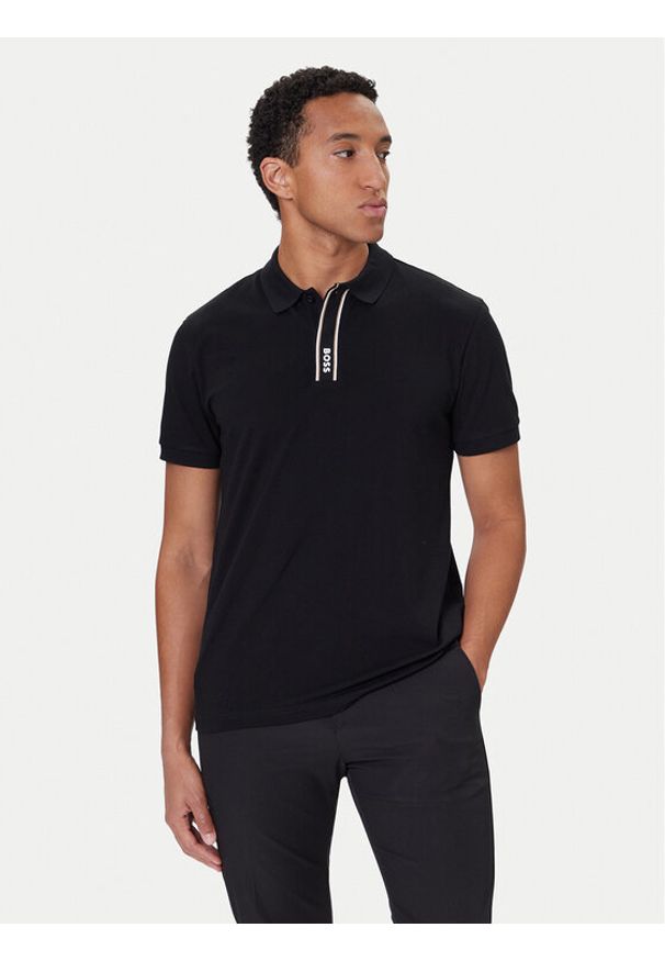 BOSS Polo Paddy 50549362 Czarny Regular Fit. Typ kołnierza: polo. Kolor: czarny. Materiał: bawełna