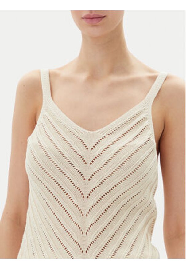 Vero Moda Top Peru 10326463 Beżowy Regular Fit. Kolor: beżowy. Materiał: bawełna