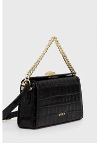 DKNY - Dkny Torba skórzana R12GQO35 kolor czarny. Kolor: czarny. Materiał: skórzane. Rodzaj torebki: na ramię #5