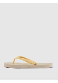 4f - 4F Japonki dziewczęce - beżowe 34. Kolor: beżowy. Materiał: guma. Wzór: paski. Sezon: lato. Styl: wakacyjny #1