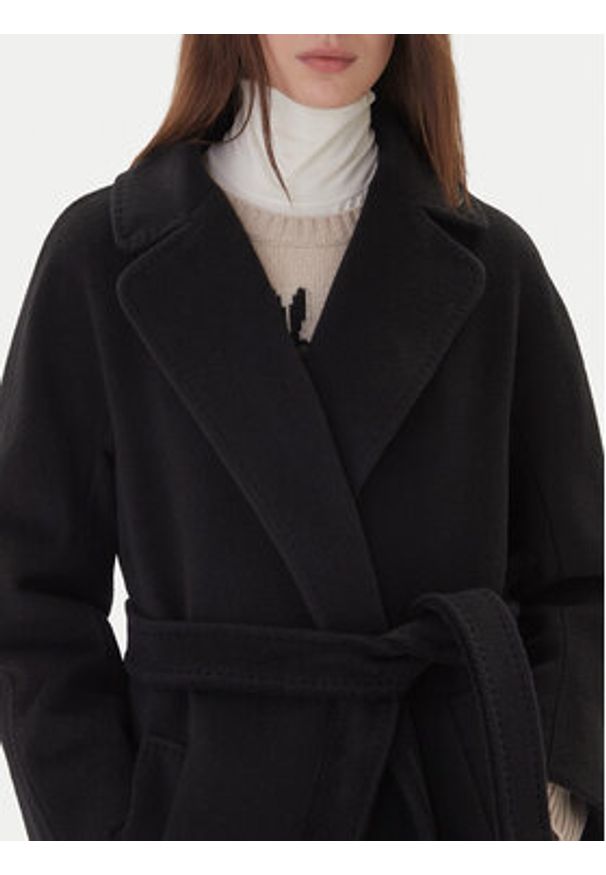 Weekend Max Mara Płaszcz wełniany Tempera 2525016082 Czarny Regular Fit. Kolor: czarny. Materiał: wełna