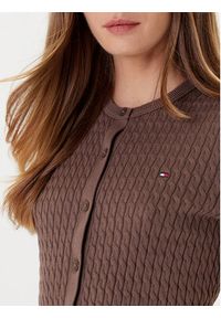 TOMMY HILFIGER - Tommy Hilfiger Kardigan WW0WW45707 Brązowy Slim Fit. Kolor: brązowy. Materiał: bawełna