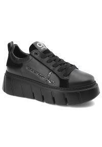 CheBello - Czarne Sneakersy Chebello Modne Obuwie Damskie Ze Skóry Naturalnej. Okazja: na co dzień. Kolor: czarny. Materiał: skóra. Styl: casual, klasyczny #1