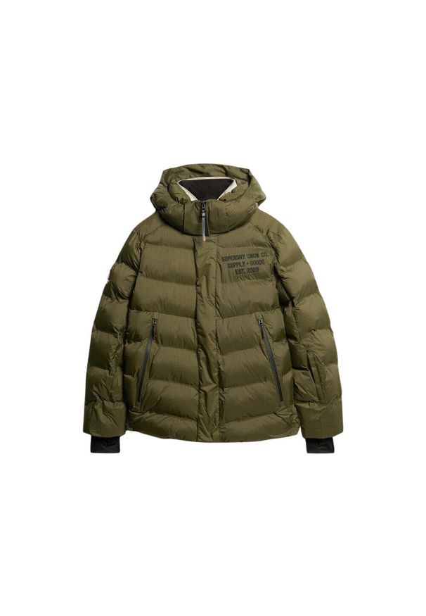 Kurtka puchowa Superdry. Kolor: zielony. Materiał: puch. Długość rękawa: długi rękaw