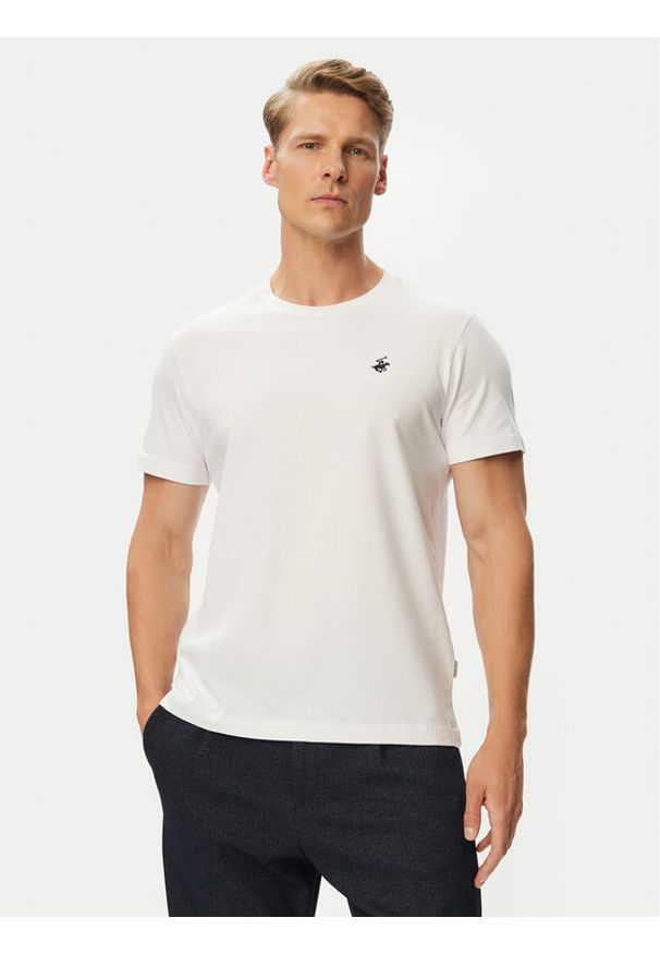 Beverly Hills Polo Club T-Shirt P-SS26M-TS41740 Biały Regular Fit. Typ kołnierza: polo. Kolor: biały. Materiał: bawełna