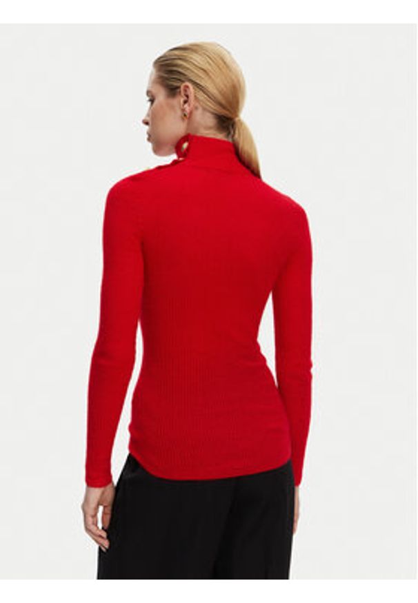 Balmain Golf DF0KF080KH25 Czerwony Slim Fit. Typ kołnierza: golf. Kolor: czerwony. Materiał: syntetyk