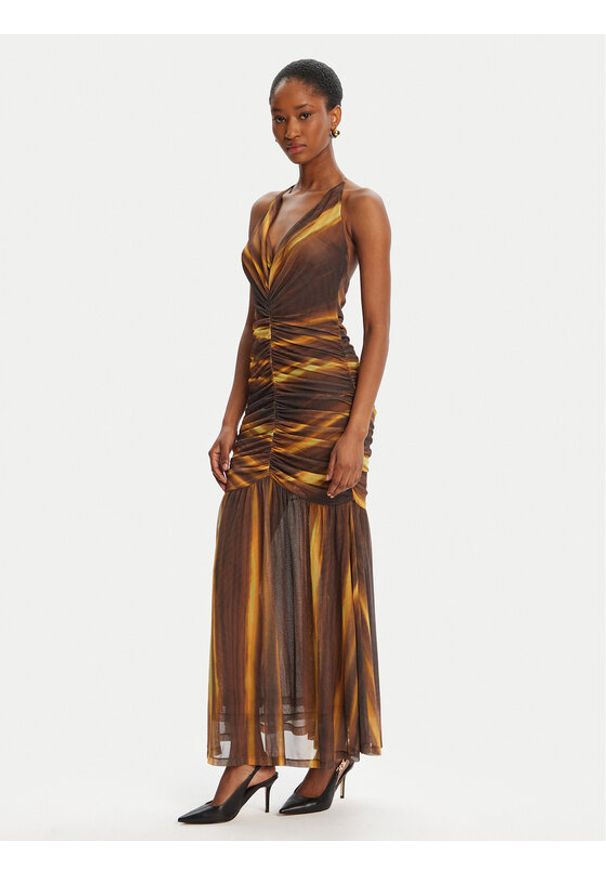 BARDOT Sukienka koktajlowa Aries Mesh Maxi 59999DB Brązowy Slim Fit. Kolor: brązowy. Materiał: syntetyk. Styl: wizytowy. Długość: maxi