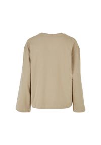 Urban Classics - Damska Koszulka Z Długim Rękawem Z Bawełny Organicznej. Kolor: beżowy. Materiał: bawełna. Długość rękawa: długi rękaw. Długość: długie. Sport: turystyka piesza #2