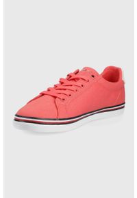 TOMMY HILFIGER - Tommy Hilfiger tenisówki damskie kolor pomarańczowy. Nosek buta: okrągły. Zapięcie: sznurówki. Kolor: pomarańczowy. Materiał: guma