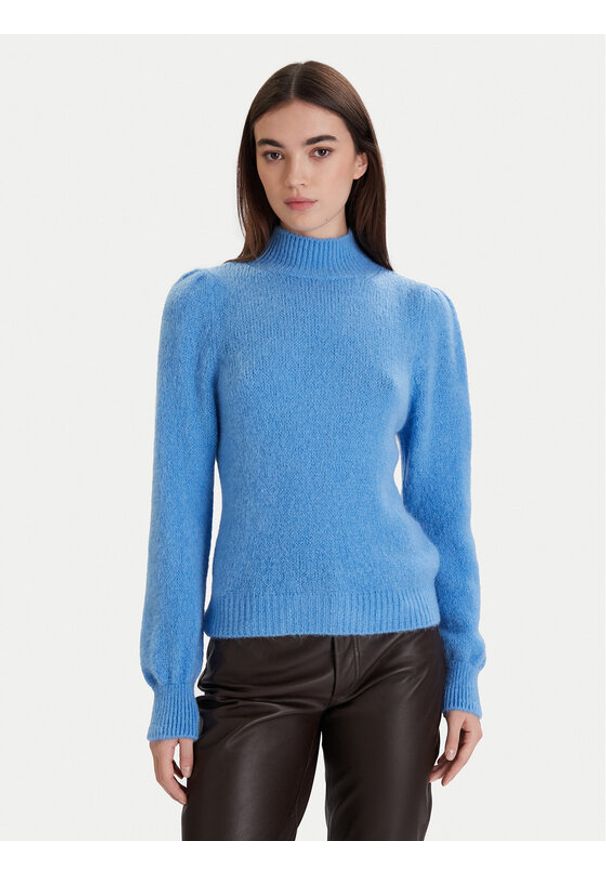 Morgan Golf 242-MLEONAR Niebieski Regular Fit. Typ kołnierza: golf. Kolor: niebieski. Materiał: syntetyk