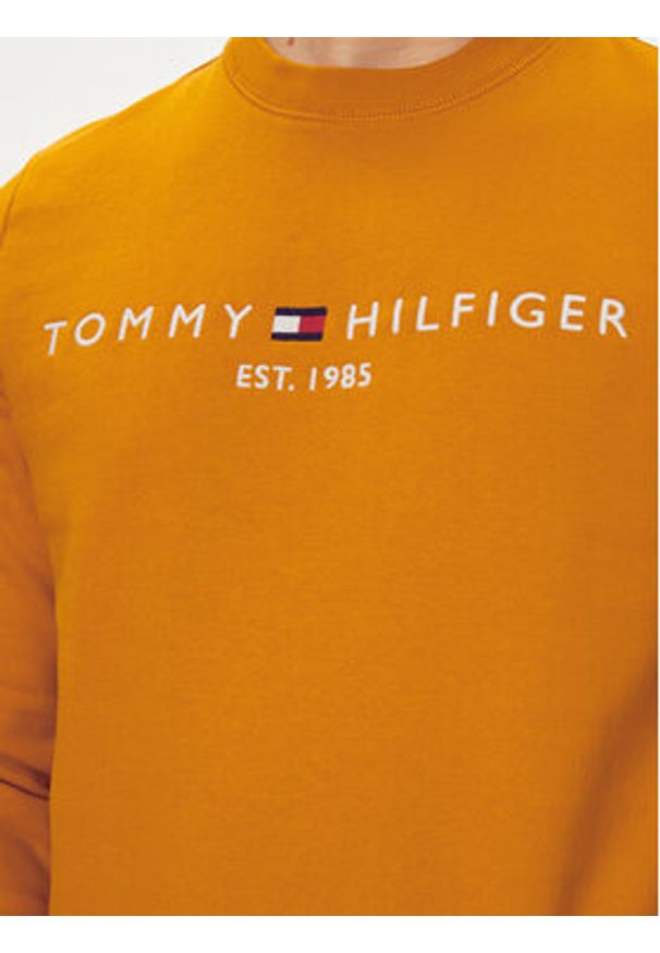 TOMMY HILFIGER - Tommy Hilfiger Bluza Logo MW0MW11596 Pomarańczowy Regular Fit. Kolor: pomarańczowy. Materiał: syntetyk, bawełna