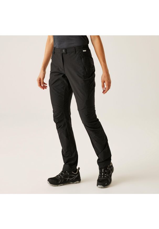 Regatta - Damskie spodnie Highton czarne. Kolor: czarny. Materiał: elastan, poliamid. Sport: turystyka piesza