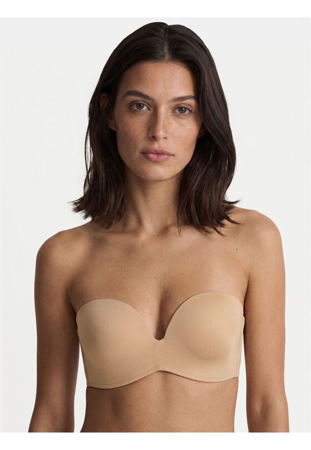 Wonderbra Biustonosz bardotka WB00032D Beżowy. Kolor: beżowy. Materiał: syntetyk