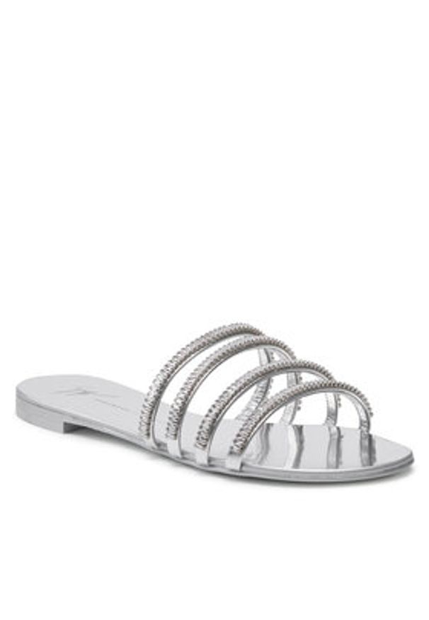 Giuseppe Zanotti Klapki E200003 Srebrny. Kolor: srebrny. Materiał: skóra