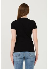Guess - GUESS Czarny damski t-shirt Triangle Flowers, Rozmiar S. Kolor: czarny