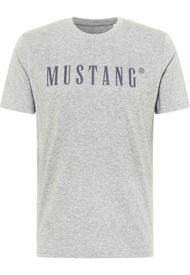 Mustang - MUSTANG Style Alex C LOGO Tee MĘSKI T-SHIRT KOSZULKA Mid Grey Melange 1013221 4140