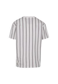 Urban Classics - Gruby T-shirt Męski W Paski Nadruk Na Całej Powierzchni Oversized. Kolor: biały, wielokolorowy, niebieski. Wzór: paski, nadruk