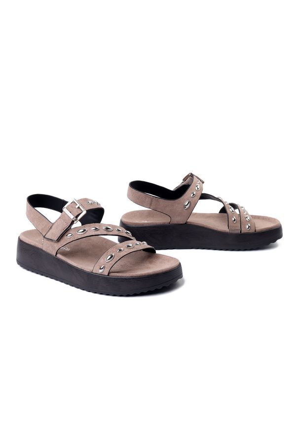 Tamaris - TAMARIS 1-28421-46 341 taupe, sandały damskie. Zapięcie: rzepy. Kolor: beżowy. Materiał: tkanina