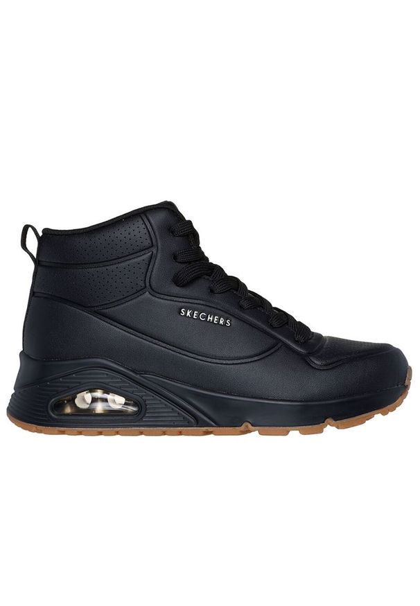 skechers - Buty damskie Skechers Uno Stand High 177097BBK - czarne. Zapięcie: sznurówki. Kolor: czarny. Materiał: guma, syntetyk, skóra. Szerokość cholewki: normalna. Wzór: gładki. Model: Skechers Sport