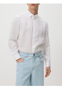 Reserved - Lniana koszula regular fit - biały. Kolor: biały. Materiał: len