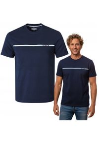 Klasyczny T-Shirt z Logo - Pako Jeans - Granatowy. Okazja: na co dzień. Kolor: niebieski. Materiał: bawełna. Wzór: nadruk. Styl: klasyczny #3