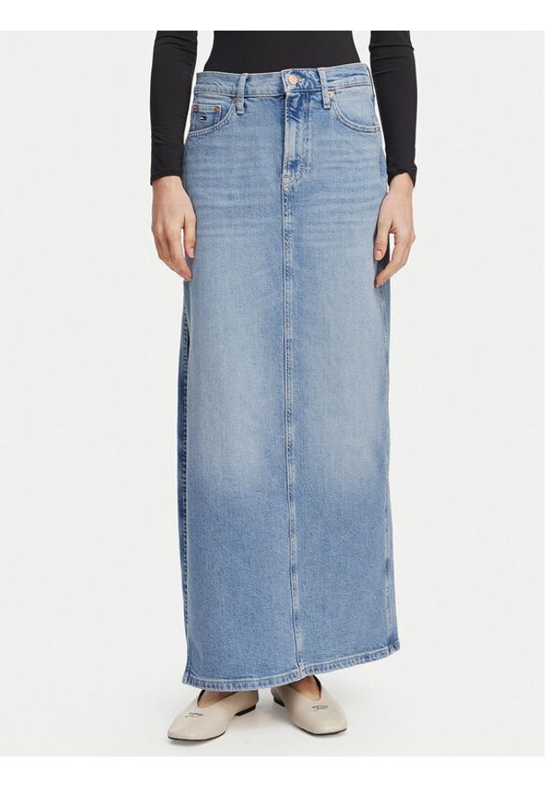 Tommy Jeans Spódnica jeansowa Claire DW0DW22711 Niebieski jasny Regular Fit. Kolor: niebieski. Materiał: bawełna