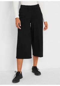 Spodnie dresowe culotte 7/8 z bawełny organicznej, Level 1 bonprix czarny. Kolor: czarny. Materiał: materiał, bawełna, dresówka. Styl: sportowy #3