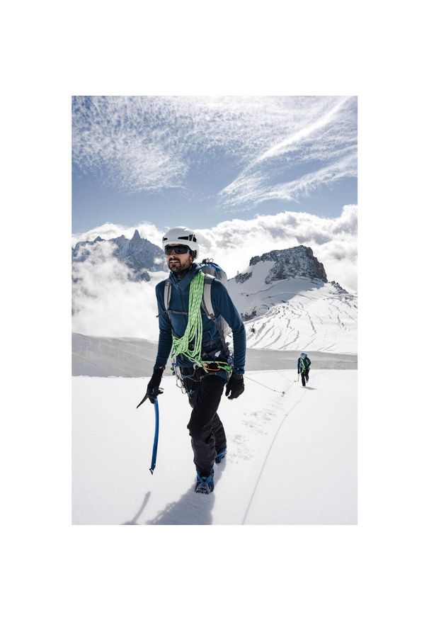SIMOND - Sweter męski merino z kapturem Alpinism Simond. Typ kołnierza: kaptur. Kolor: niebieski. Materiał: elastan, materiał, poliester, akryl, wełna. Sport: wspinaczka, turystyka piesza