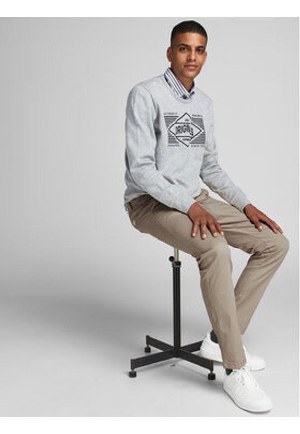 Jack & Jones Spodnie materiałowe Marco Dave 12174307 Beżowy Slim Fit. Kolor: beżowy. Materiał: bawełna