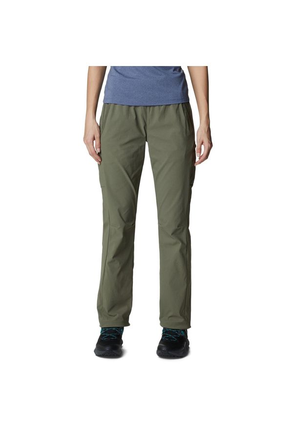 columbia - Damskie spodnie turystyczne Columbia Leslie Falls. Kolor: zielony. Materiał: nylon, elastan. Sezon: lato. Sport: turystyka piesza