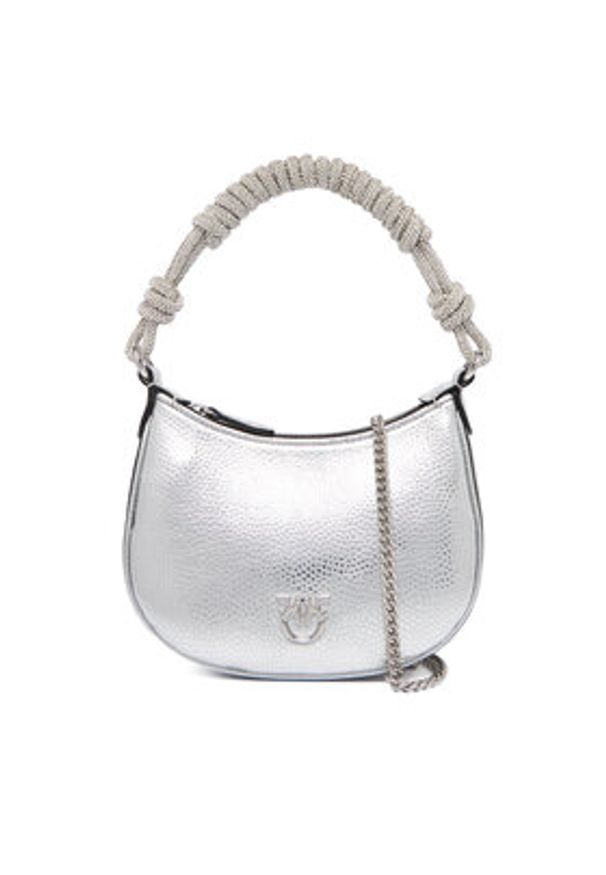 Pinko - PINKO Torebka Half Moon Baby C + Manico Al 25-26 PLTT 105913 A2WD Srebrny. Kolor: srebrny. Materiał: skórzane